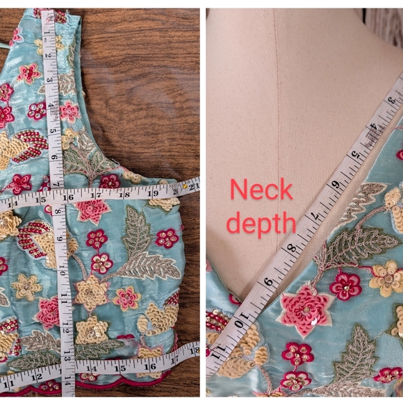 Beautiful Indian wedding embroidered floral | Pastel Blue color Lehenga choli - Picture 8 of 15